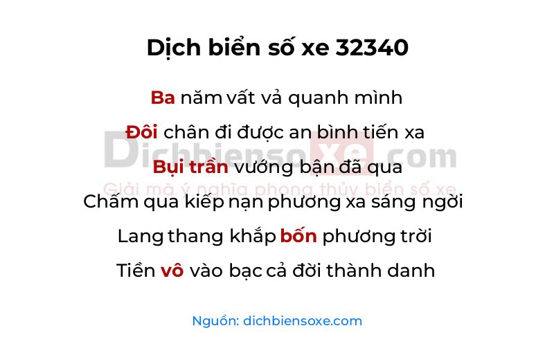 Dịch thơ biển số 32340