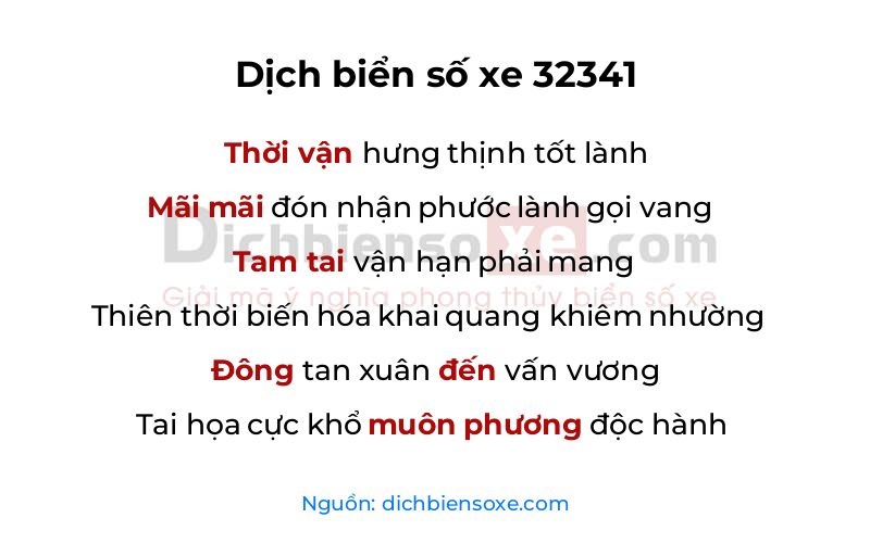 Dịch thơ biển số 32341