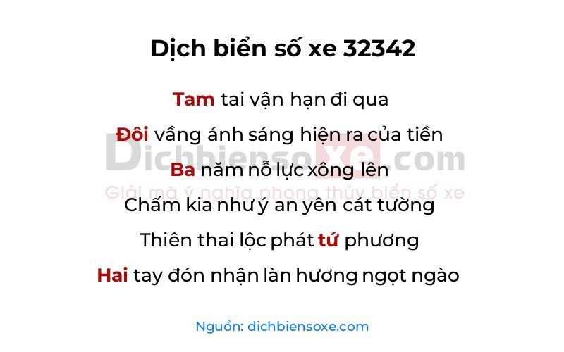 Dịch thơ biển số 32342