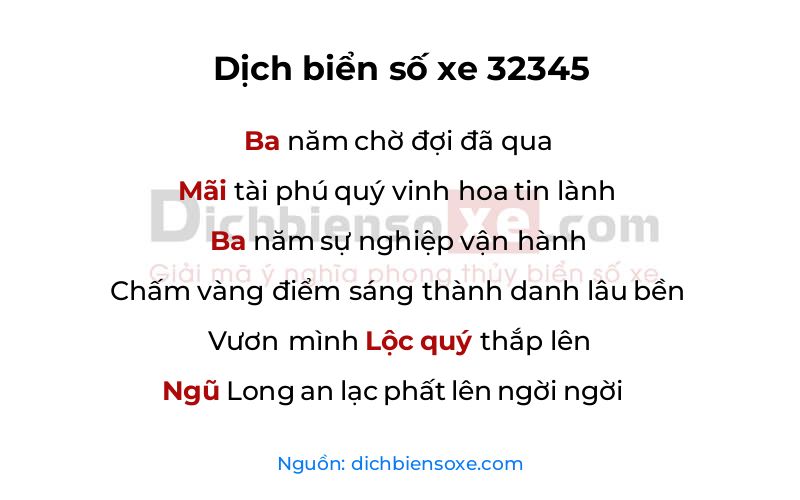 Dịch thơ biển số 32345