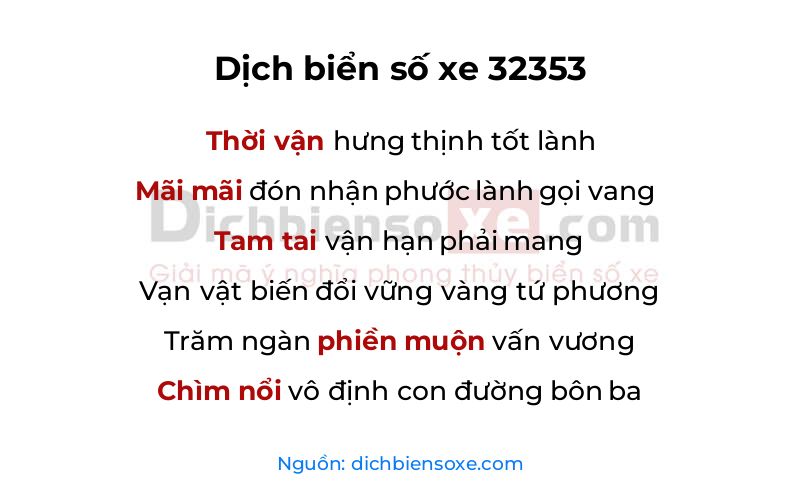 Dịch thơ biển số 32353