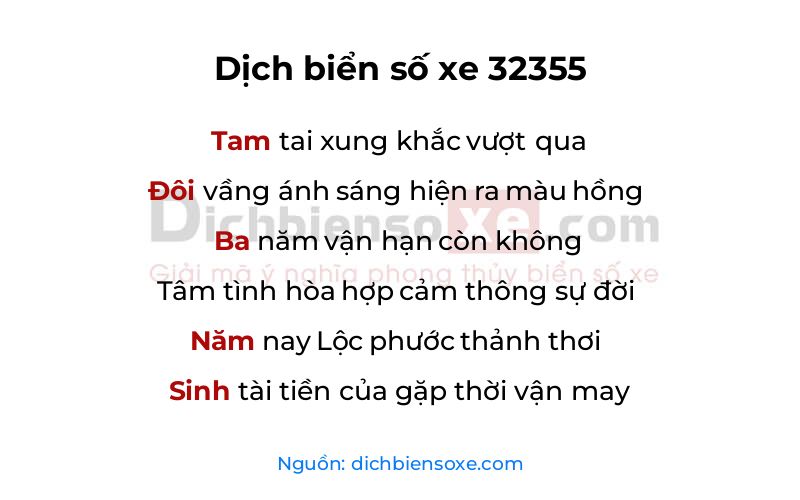Dịch thơ biển số 32355