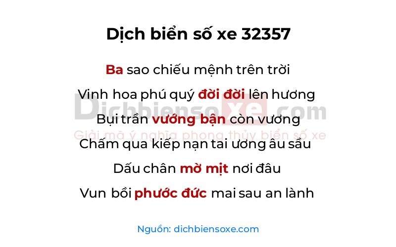 Dịch thơ biển số 32357