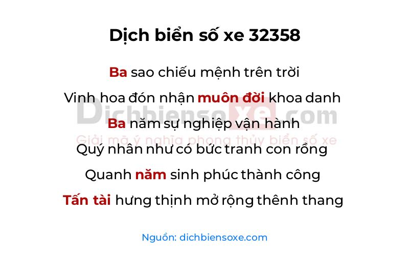 Dịch thơ biển số 32358