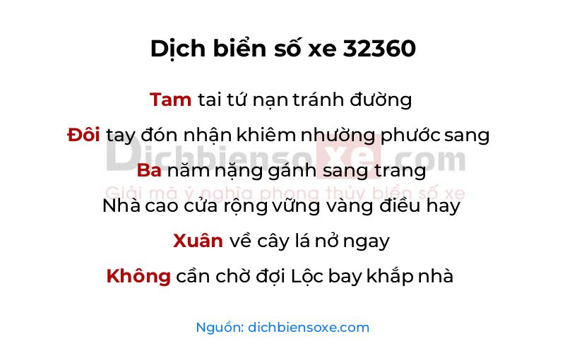 Dịch thơ biển số 32360