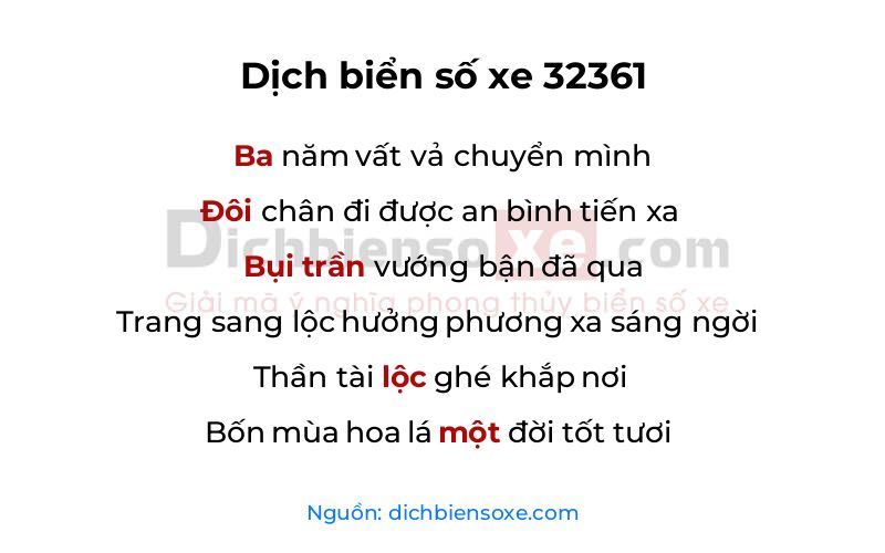 Dịch thơ biển số 32361