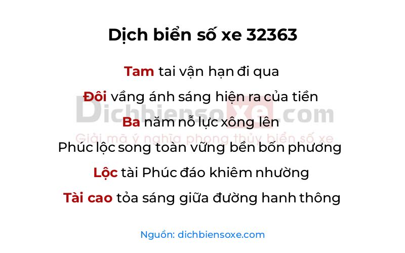Dịch thơ biển số 32363