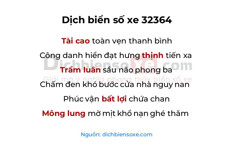 Dịch thơ biển số 32364