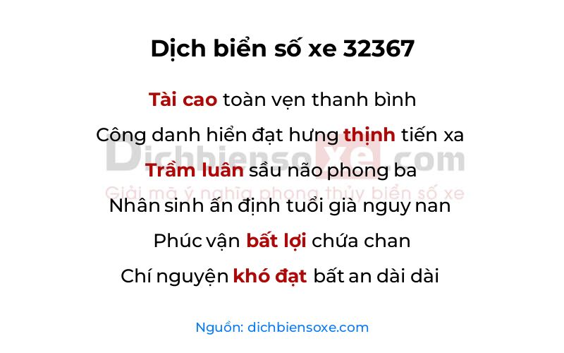 Dịch thơ biển số 32367