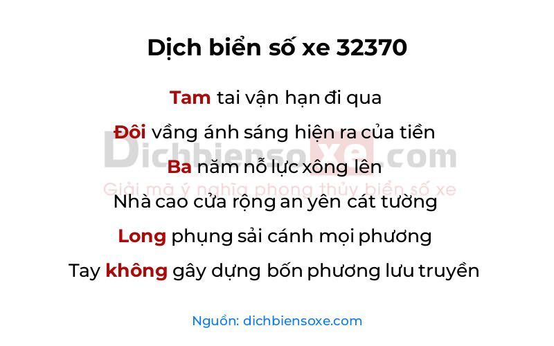 Dịch thơ biển số 32370