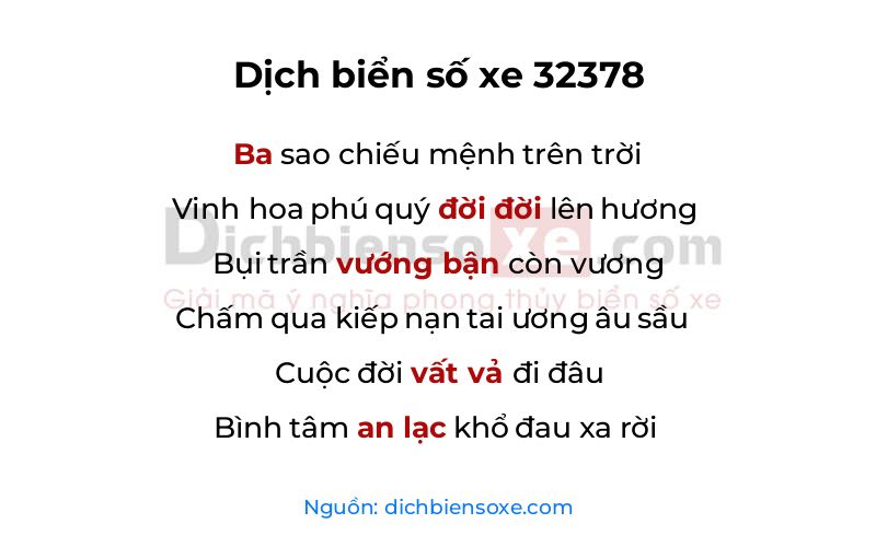 Dịch thơ biển số 32378