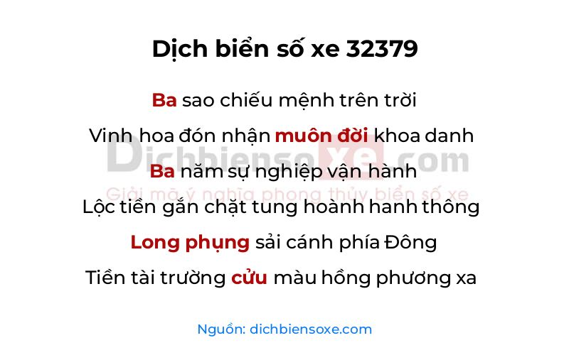 Dịch thơ biển số 32379