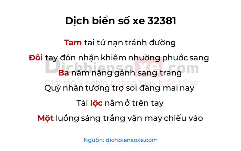 Dịch thơ biển số 32381