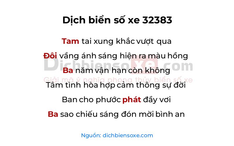 Dịch thơ biển số 32383
