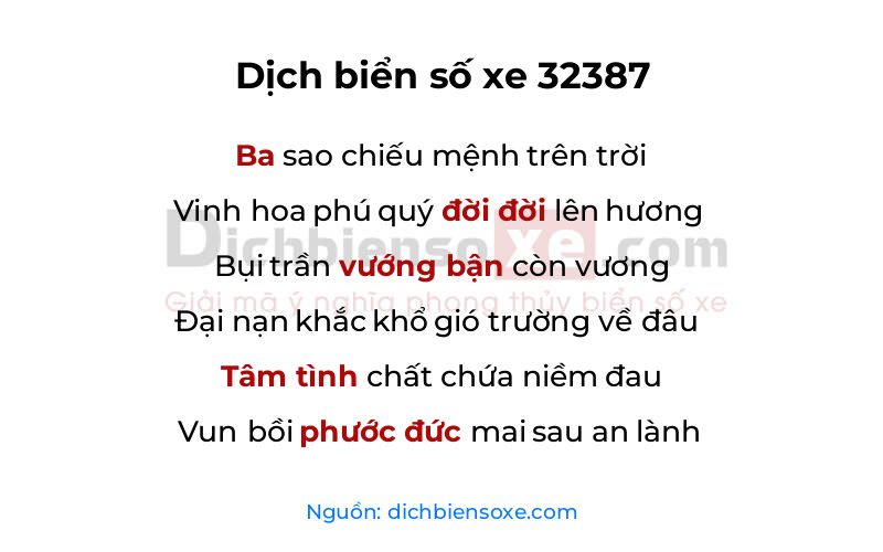 Dịch thơ biển số 32387