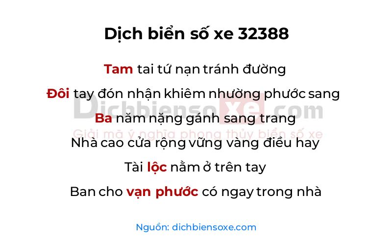 Dịch thơ biển số 32388