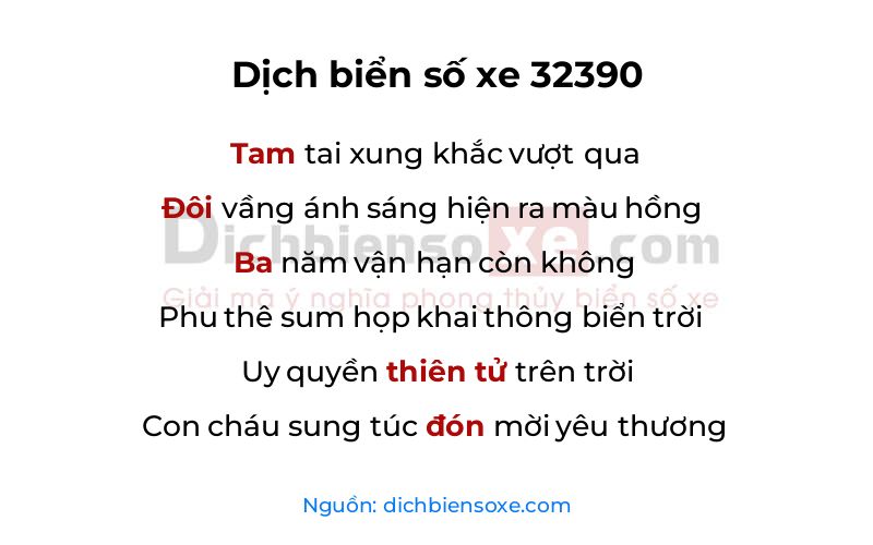 Dịch thơ biển số 32390