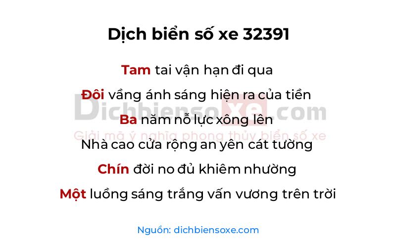 Dịch thơ biển số 32391