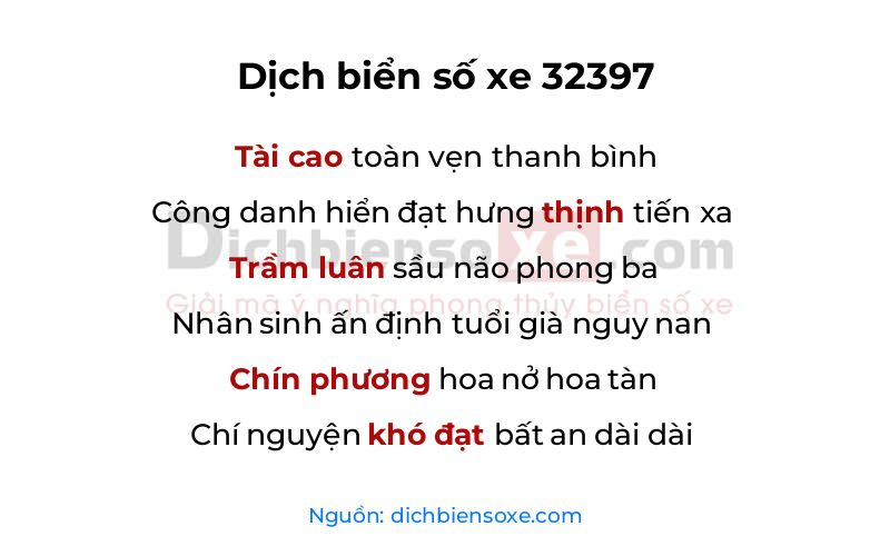 Dịch thơ biển số 32397