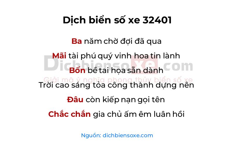 Dịch thơ biển số 32401
