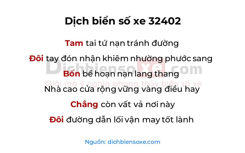 Dịch thơ biển số 32402