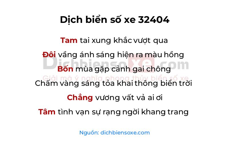 Dịch thơ biển số 32404