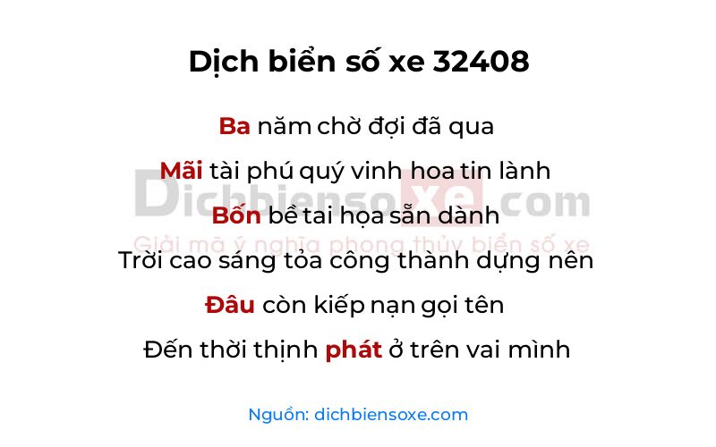 Dịch thơ biển số 32408