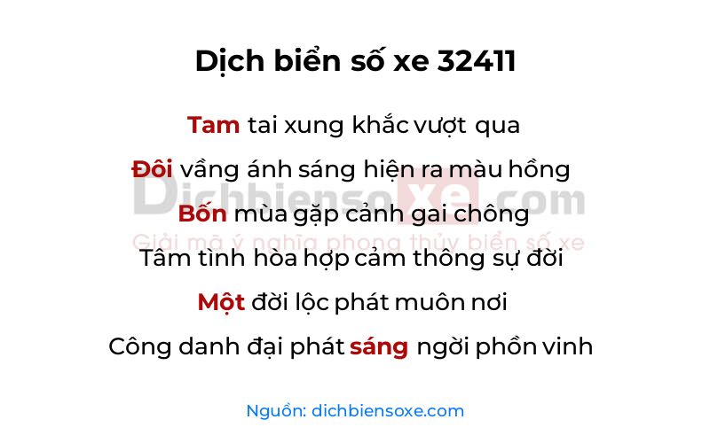 Dịch thơ biển số 32411