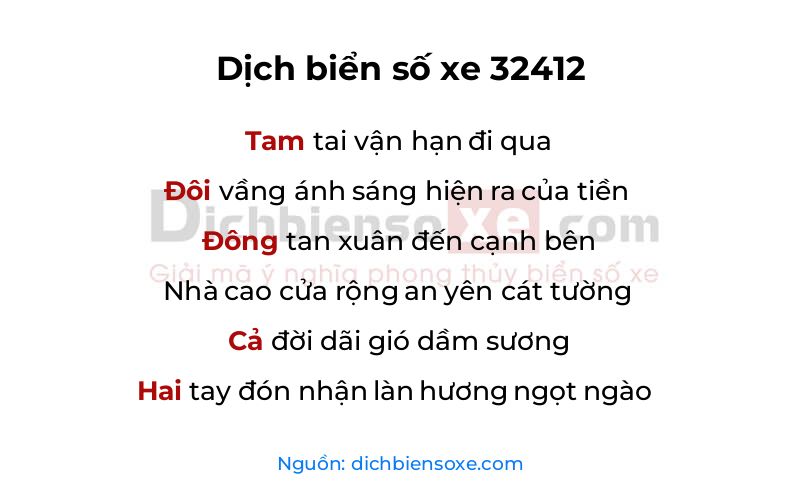 Dịch thơ biển số 32412