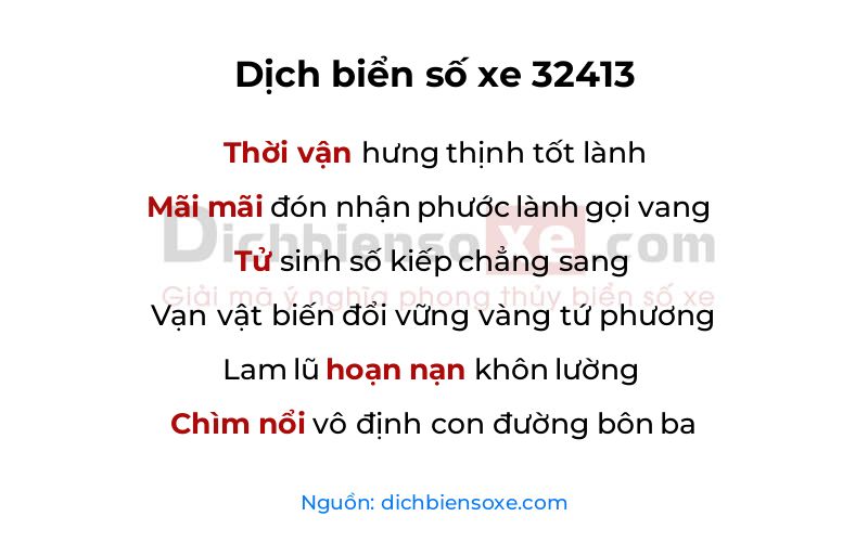 Dịch thơ biển số 32413