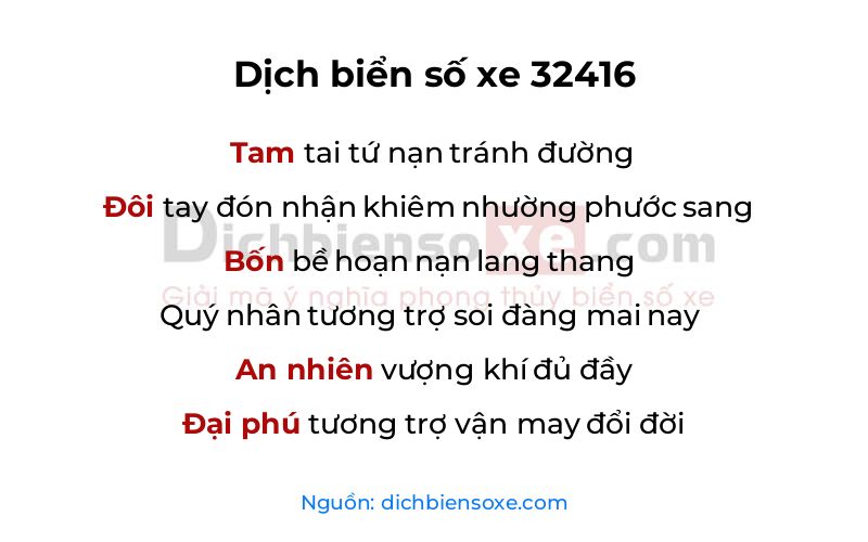 Dịch thơ biển số 32416