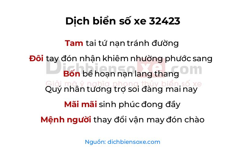 Dịch thơ biển số 32423