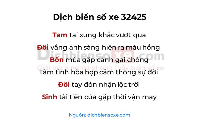 Dịch thơ biển số 32425