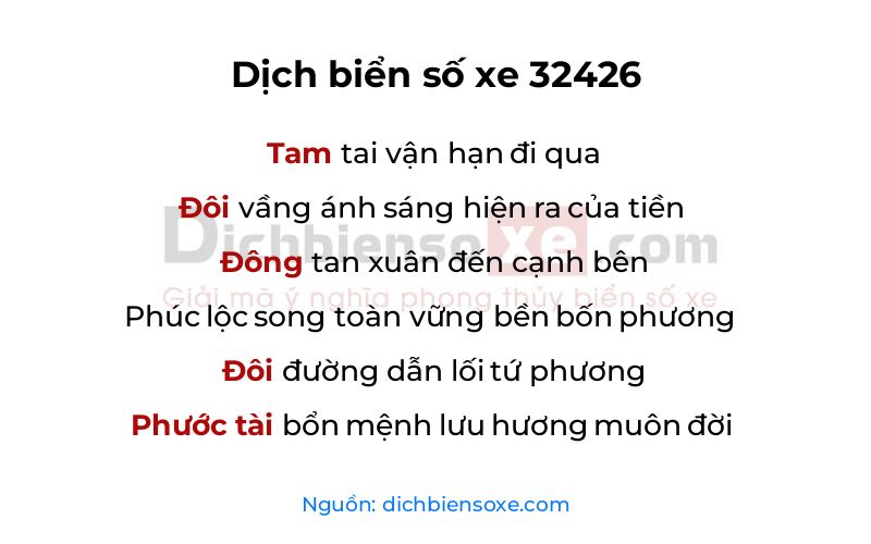 Dịch thơ biển số 32426