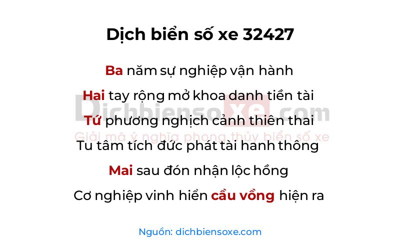 Dịch thơ biển số 32427
