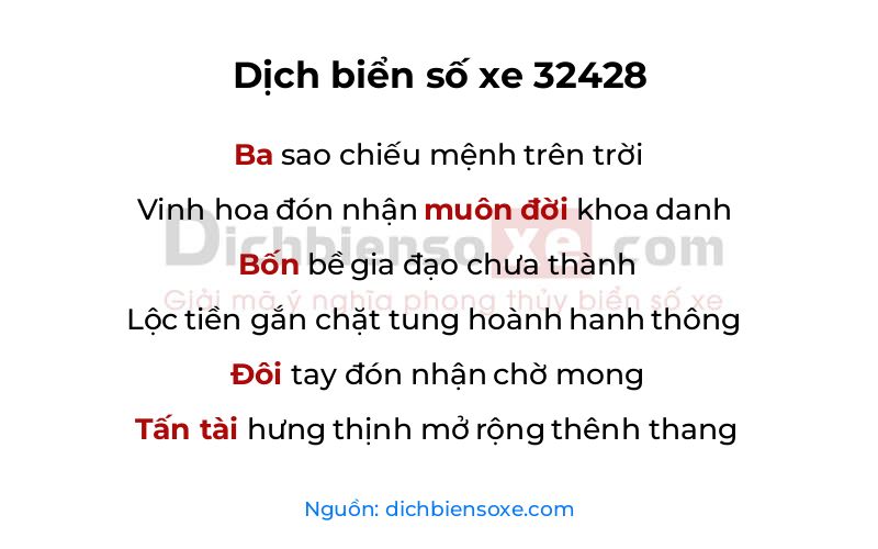 Dịch thơ biển số 32428