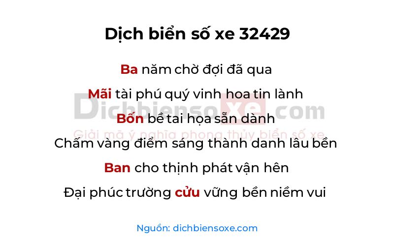 Dịch thơ biển số 32429