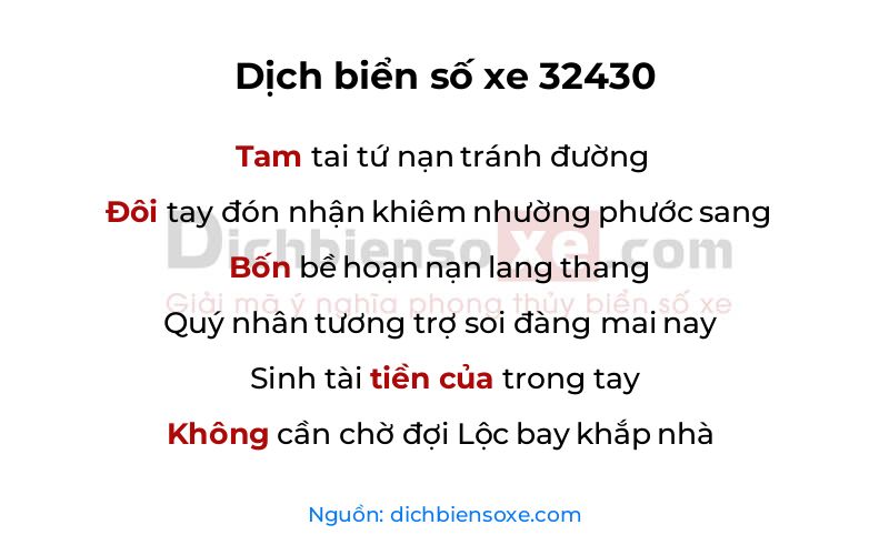 Dịch thơ biển số 32430