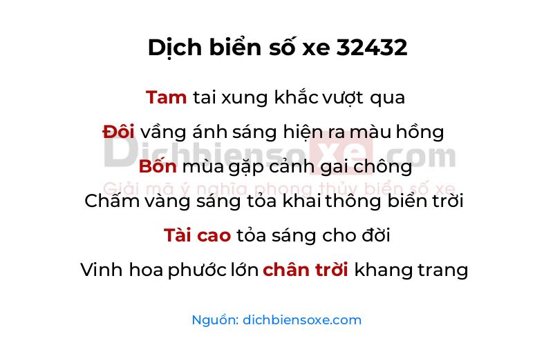 Dịch thơ biển số 32432