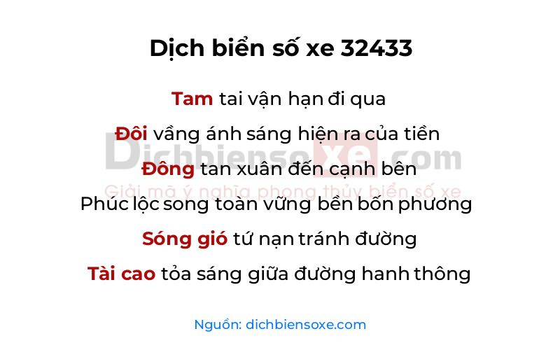 Dịch thơ biển số 32433