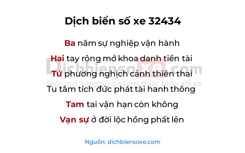 Dịch thơ biển số 32434
