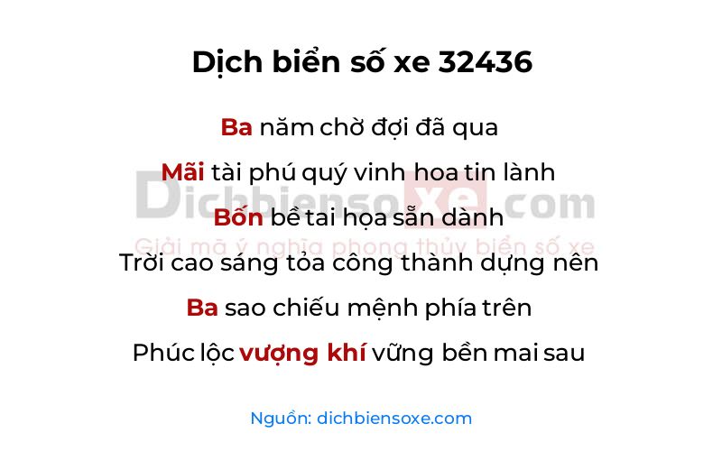 Dịch thơ biển số 32436