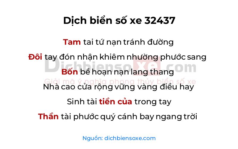 Dịch thơ biển số 32437
