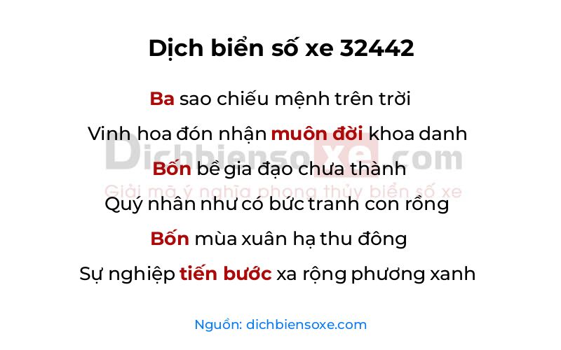 Dịch thơ biển số 32442