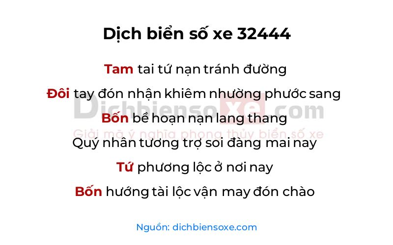 Dịch thơ biển số 32444