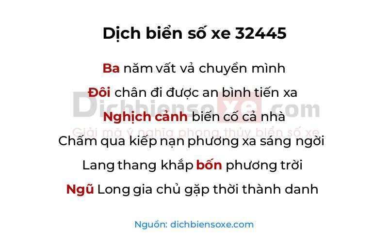 Dịch thơ biển số 32445