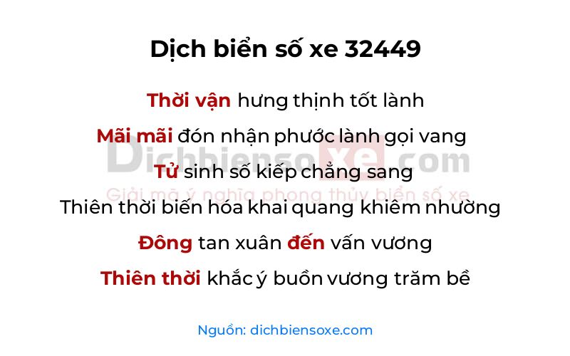 Dịch thơ biển số 32449