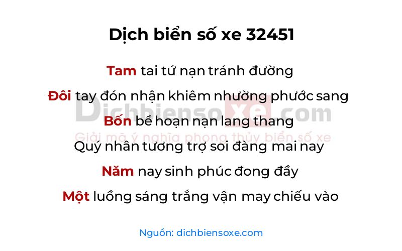 Dịch thơ biển số 32451