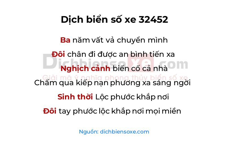 Dịch thơ biển số 32452