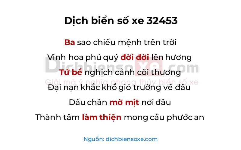 Dịch thơ biển số 32453
